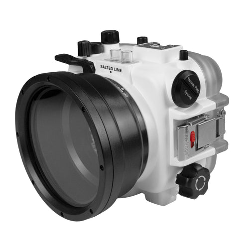 60M/195FT Waterproof housing for Sony RX1xx series Salted Line with Aluminium Pistol Grip (White)