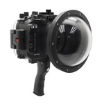 Sony A9 PRO V.3 Series UW camera housing with 6" Dome port V.10 Surf & pistol grip (Including Standard port) Zoom rings for FE12-24 F4 and FE16-35 F4 included.Black