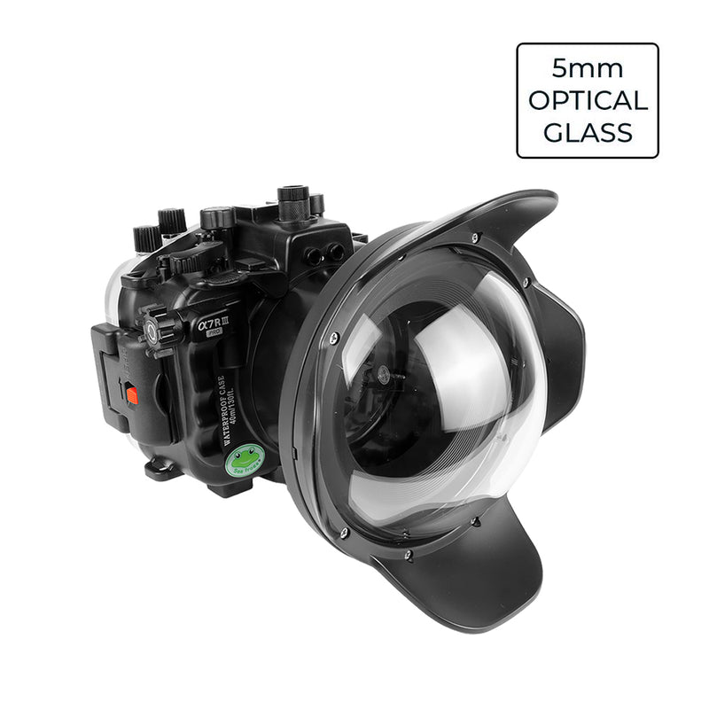 Sony A7 III PRO V.3 Series FE12-24mm f4g UW camera housing kit with 6" Optical Glass Dome port V.10 (without flat port) Zoom rings for FE12-24 F4 and FE16-35 F4 included. Black