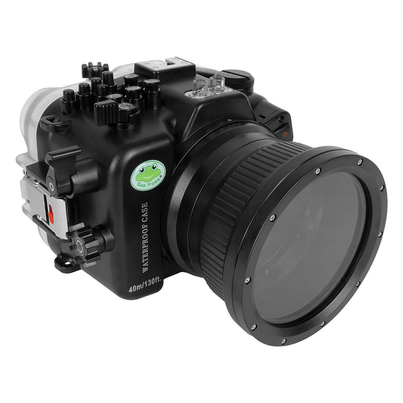 Sony FX30 40M/130FT Underwater camera housing with 4" Glass Flat long port for Sony E PZ 18-105mm F4 G OSS lens