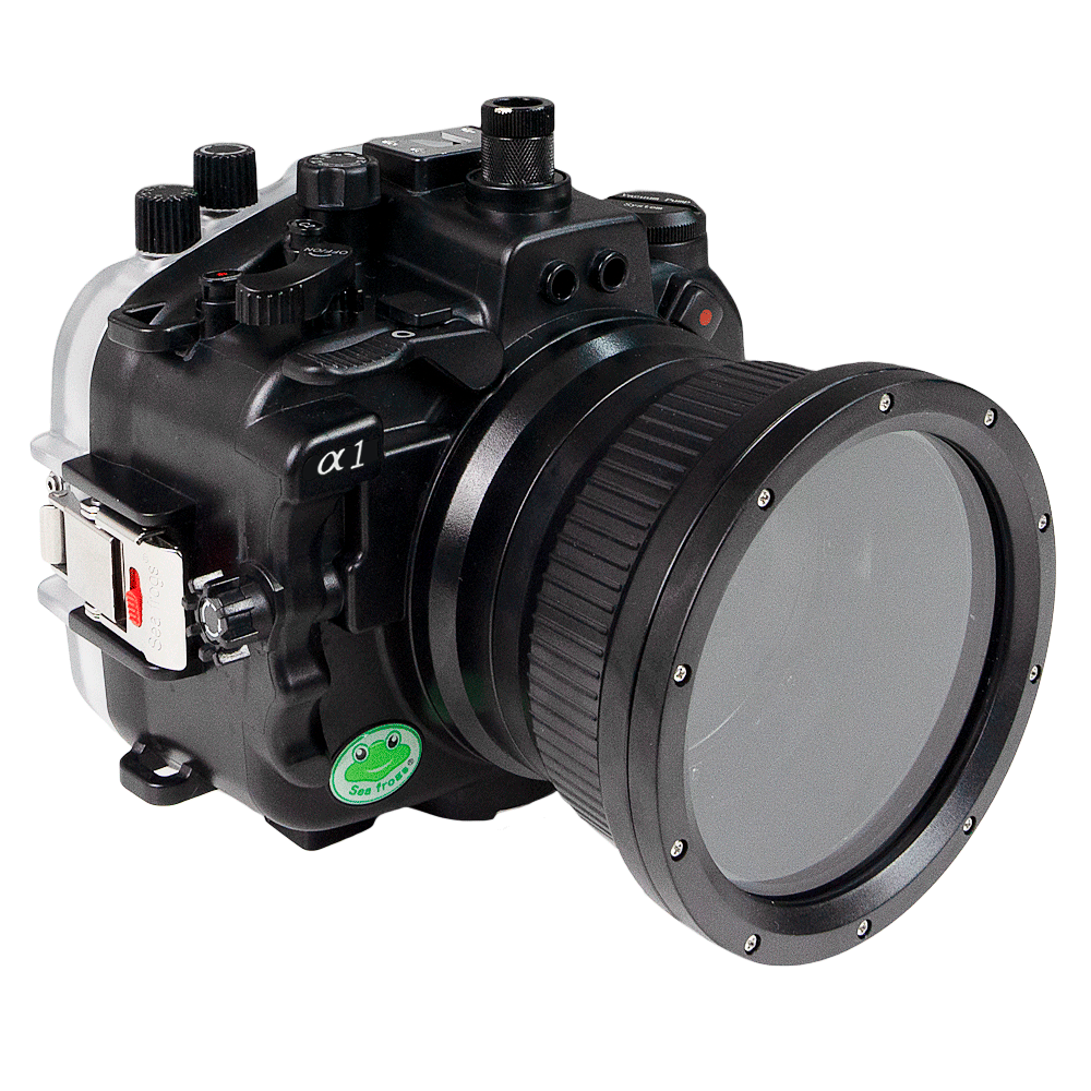 Waterproof SeaFrogs housing for Sony A1 with 4