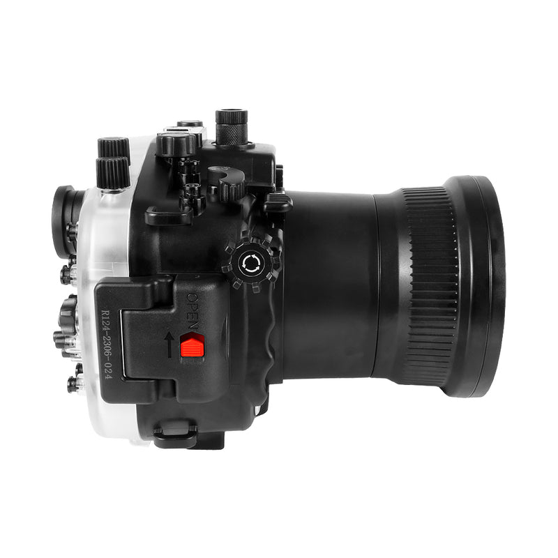 Sony A7 III PRO V.3 Series 40M/130FT Underwater camera housing (Including Flat Long port) Focus gear for FE 90mm / Sigma 35mm included. Black