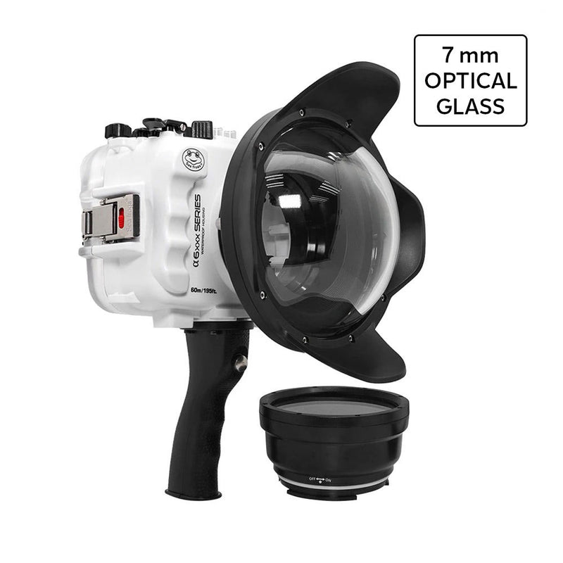 SeaFrogs UW housing for Sony A6xxx series Salted Line with pistol grip & 6" Optical Glass Dry dome port (White) / GEN 3 - A6XXX SALTED LINE