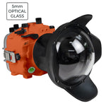 Sea Frogs Salted Line Series Sony A1 40M/130FT Waterproof camera housing with 6" Optical Glass Dome port V.2 (zoom gear included). Orange