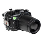 Sony A6700 40M/130FT Underwater camera housing with 67mm threaded Flat Long port. Focus gear for Sony FE90mm included