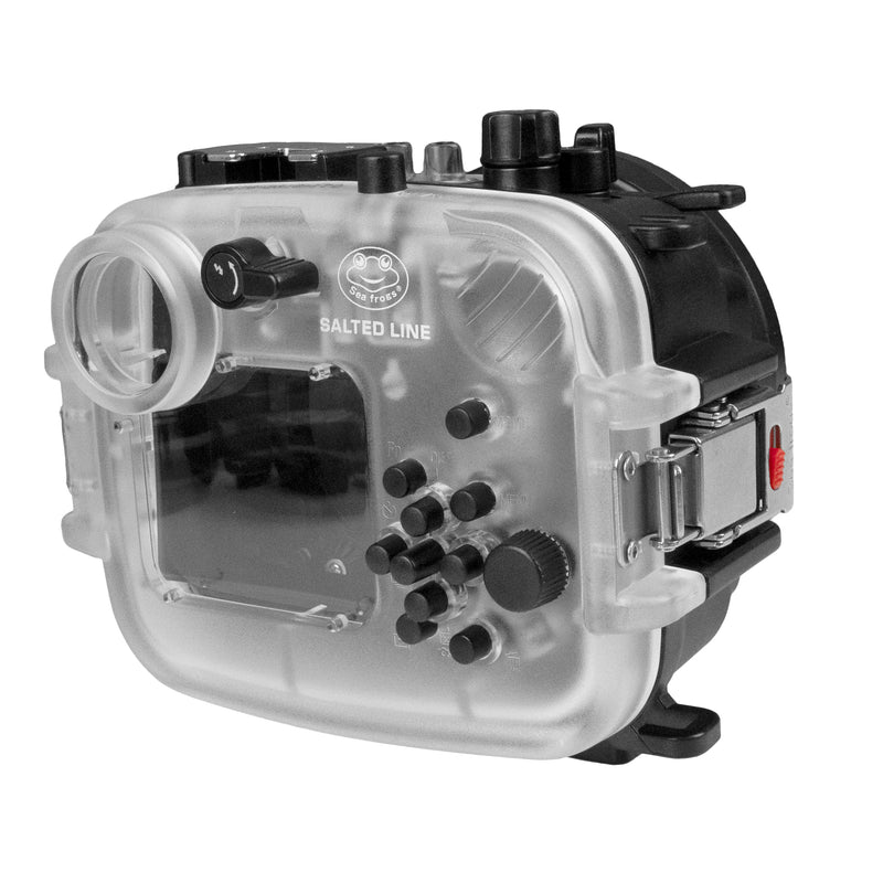 60M/195FT Waterproof housing for Sony RX1xx series Salted Line with Aluminium Pistol Grip & 6" Dry Dome Port (Black)
