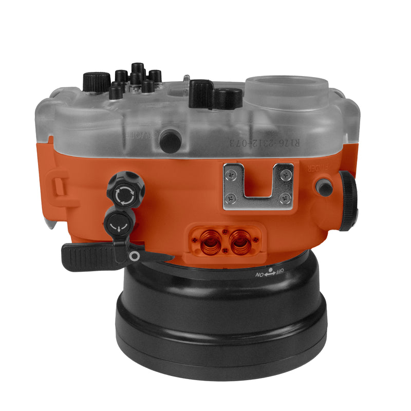 60M/195FT Waterproof housing for Sony RX1xx series Salted Line with 6" Optical Glass Dry Dome Port (Orange)