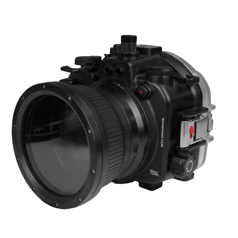 Sony A7 IV Salted Line series 40M/130FT Waterproof camera housing with Aluminium Pistol Grip trigger (Standard port). Black
