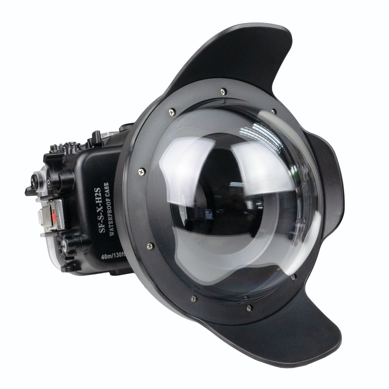 Fujifilm X-H2/X-H2S 40M/130FT Waterproof camera housing with 8" Dome Port. XF 18-55mm
