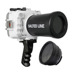 SeaFrogs 60M/195FT Waterproof housing for Sony A6xxx series Salted Line with Aluminium Pistol Grip & 55-210mm lens port (White) / GEN 3