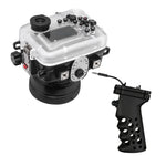 SeaFrogs 60M/195FT Waterproof housing for Sony A6xxx series Salted Line with Aluminium Pistol Grip & 55-210mm lens port (Black) / GEN 3