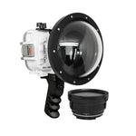 60M/195FT Waterproof housing for Sony RX1xx series Salted Line with Aluminium Pistol Grip & 6" Dry Dome Port - Surf (White)