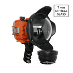 60M/195FT Waterproof housing for Sony RX1xx series Salted Line with Aluminium Pistol Grip & 6" Optical Glass Dry Dome Port(Orange)