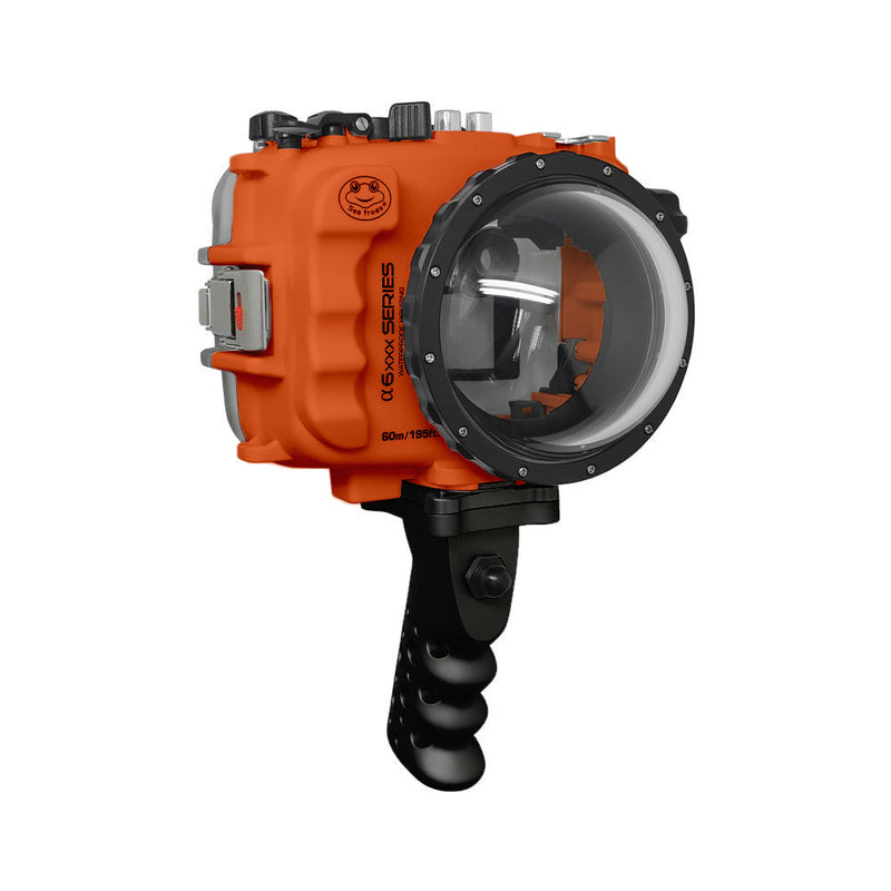 SeaFrogs UW housing for Sony A6xxx series Salted Line with Aluminium Pistol Grip & 4" Dry Dome Port (Orange) / GEN 3
