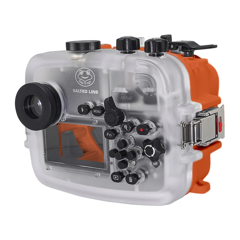 SeaFrogs 60M/195FT Waterproof housing for Sony A6xxx series Salted Line with 55-210mm lens port (Orange) / GEN 3