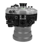 Seafrogs Sony A7S III FE12-24 f4g/FE16-35 f4 Salted Line series camera housing with 6" Dome port V.10 Surf & Aluminium Pistol Grip. Zoom rings. Black