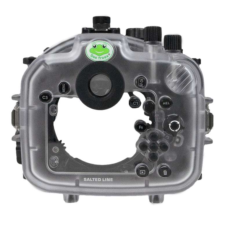 Sea Frogs Salted Line Series Sony A1 40M/130FT Waterproof camera housing with 6" Optical Glass Dome port V.10 (one zoom gear included). Black