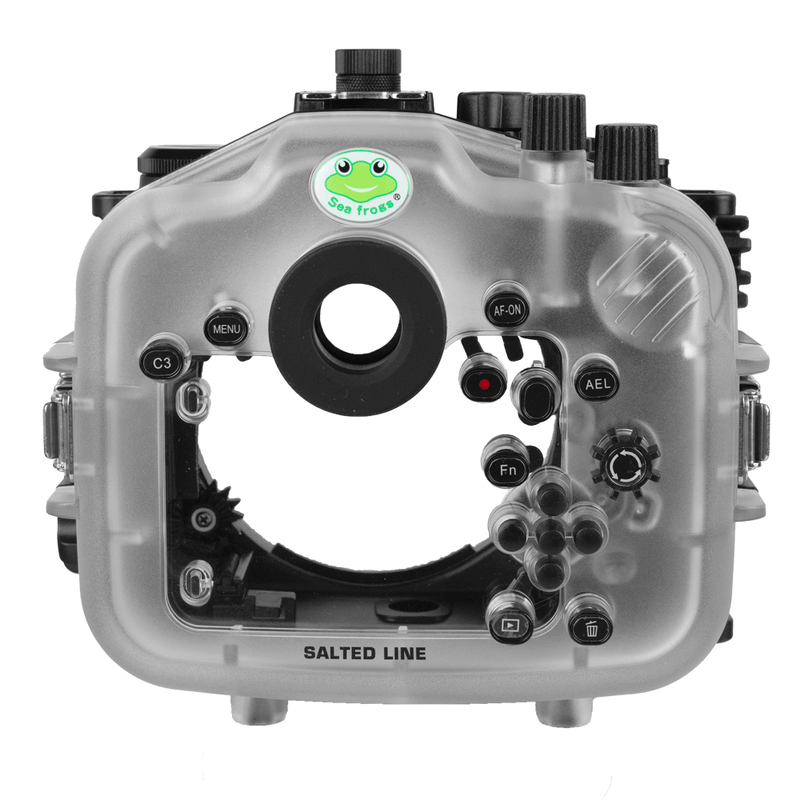 Sea Frogs Salted Line Series Sony A7III / A7RIII 40M/130FT Waterproof camera housing with 4" Flat Short Port (zoom gear included). Black