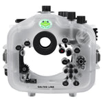 Sea Frogs Salted Line Series Sony A7III / A7RIII 40M/130FT Waterproof camera housing with 4" Standard port and Aluminium Shutter Grip (one zoom gear included). White