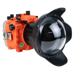 Sea Frogs Salted Line Series Sony A7III / A7RIII 40M/130FT Waterproof camera housing with 6" Dome port V.2 (zoom gear included). Orange