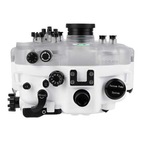 Sea Frogs Salted Line Series Sony A7III / A7RIII 40M/130FT Waterproof camera housing with 67mm threaded Flat Short Port for Sony FE 28-60mm F4-5.6 (zoom gear included). White