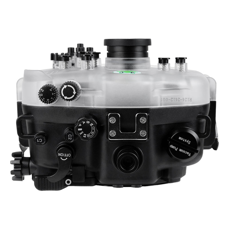 Sea Frogs Salted Line Series Sony A7III / A7RIII 40M/130FT Waterproof camera housing with 67mm threaded Flat Standard Port for Sony FE 28-70mm F3.5-5.6 OSS (zoom gear included). Black