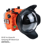 Sea Frogs Salted Line Series Sony A7III / A7RIII 40M/130FT Waterproof camera housing with 6" Dome port V.7 (zoom gear included). Orange