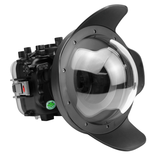 SeaFrogs Salted Line Series Sony A7III / A7RIII 40M/130FT Waterproof camera housing with 8" Dome port V.11 (zoom gear included). Black