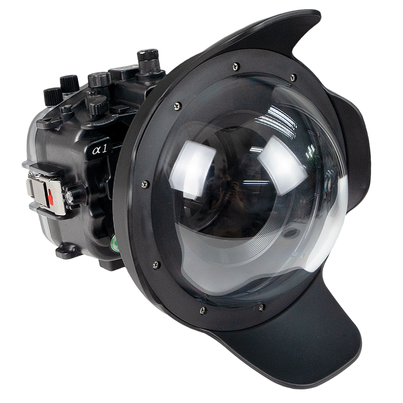 Sea Frogs Salted Line Series Sony A1 40M/130FT Waterproof camera housing with 8" Dome port V.8. Black