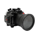 Sony A9 PRO V.3 Series 40M/130FT Underwater camera housing (Including Flat Long port) Focus gear for FE90mm / Sigma 35mm included.Black