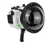 Sony A9 PRO V.3 Series UW camera housing with 6" Dome port V.10 Surf & pistol grip (Including Standard port) Zoom rings for FE12-24 F4 and FE16-35 F4 included.White