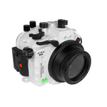 Sony A7R III PRO  V.3 series 40M/130FT Underwater camera housing with Flat short port with 67mm thread for Sony FE 28-60mm F4-5.6. White