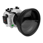 Sony A9 PRO V.3 series 40M/130FT UW camera housing with 6" Optical Glass Flat Long Port for SONY FE24-70 F2.8 GM  (and standard port).White
