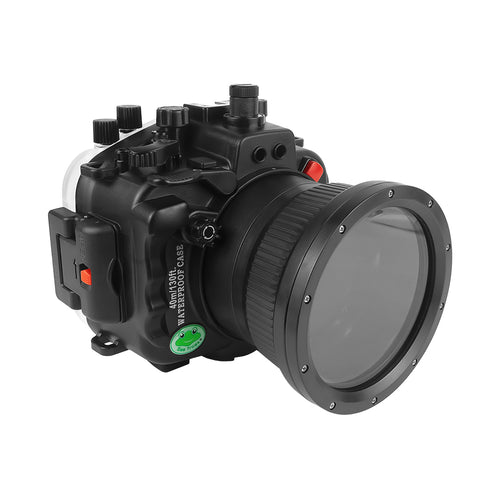 Sony A9 II PRO Underwater camera housing with 6" Optical Glass Flat Long Port for SONY FE24-70 F2.8 GM (and standard port).Black