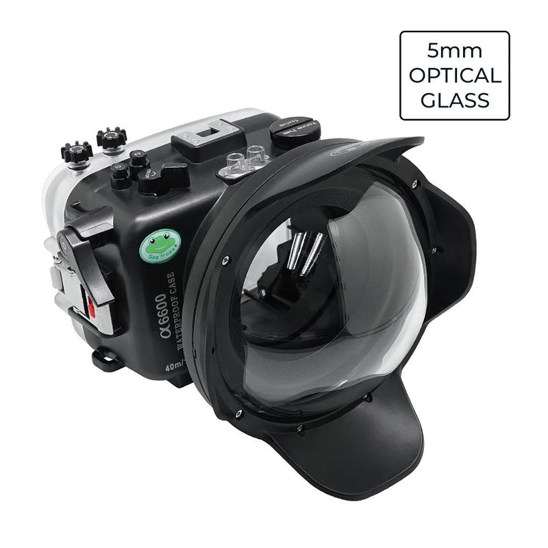 Sony A6600 SeaFrogs 40M/130FT UW housing with 6" Optical Glass Dry Dome Port V.1 for E10-18mm lens (zoom gear included)