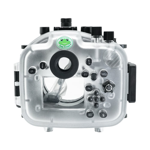 Sony A7S III 40M/130FT Underwater camera housing with 6" Glass Flat short port for Sony FE50 f/1.2 GM.White