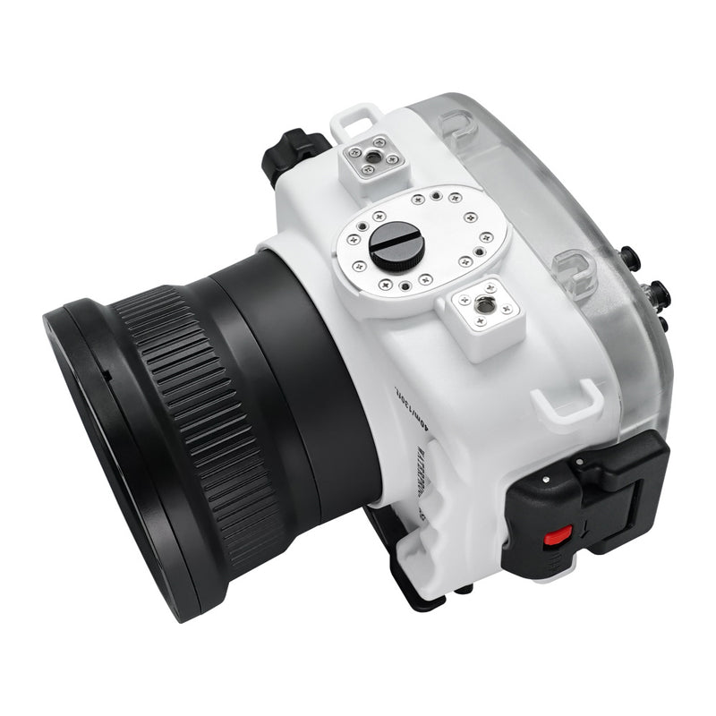 Sony A9 II 40M/130FT Underwater camera housing (Including Flat Long port) Focus gear for FE 90mm / Sigma 35mm included.White