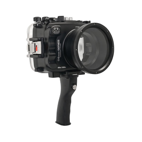 SeaFrogs 60M/195FT Waterproof housing for Sony A6xxx series Salted Line with pistol grip (Black) / GEN 3