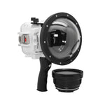 60M/195FT Waterproof housing for Sony RX1xx series Salted Line with Pistol grip & 6" Dry Dome Port - Surf (White) - A6XXX SALTED LINE