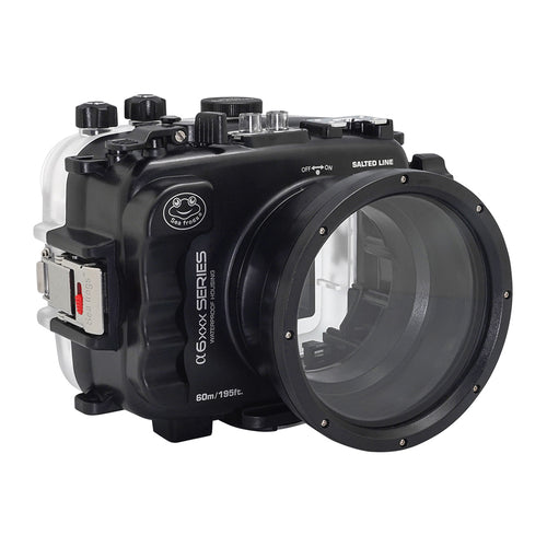 Sea Frogs 60M/195FT Waterproof housing for Sony A6xxx series Salted Line with 8" Dry dome port (Black) / GEN 3
