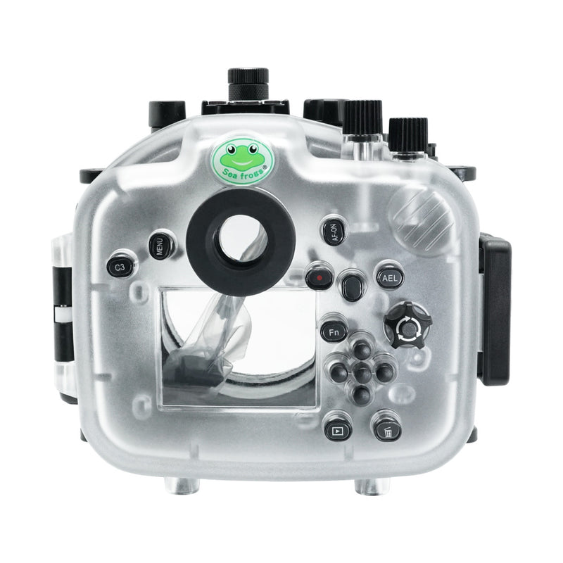 Sony A1 40M/130FT Underwater camera housing with 6" Glass Flat Long Port for Sony FE24-105 F4 (and standard port) zoom gear inqluded.Black