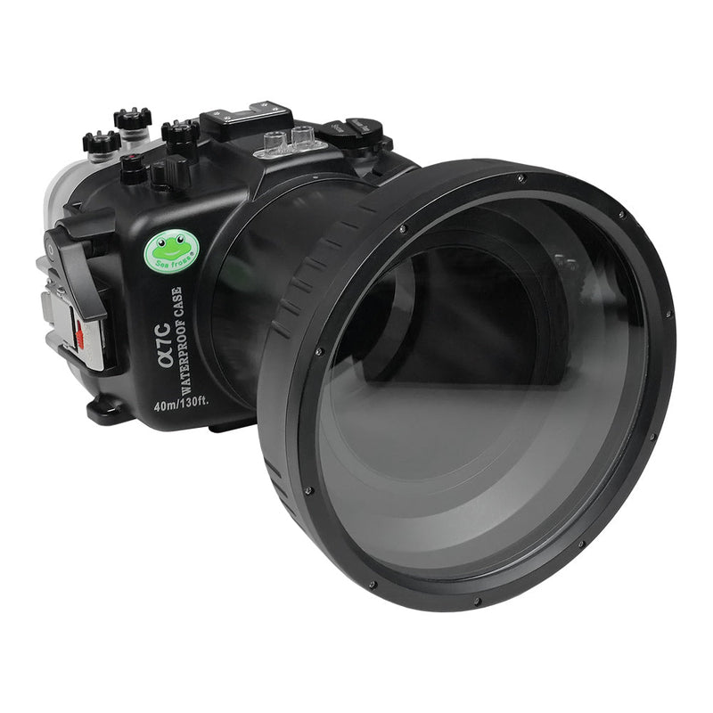 Sony A7С 40M/130FT Underwater camera housing with 6" optical Glass Flat Long Port for Sony FE24-70 F2.8 GM (zoom gear included).