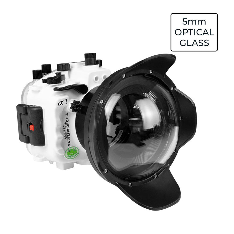 Sony A1 UW camera housing kit with 6" Optical Glass Dome port V.7 (without flat port).White